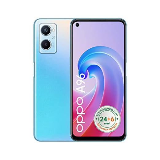OPPO A96 Smartphone, NFC, Fotocamera principale da 50 Mp+AI e frontale da 16Mp, Display 6.59” 90HZ, 5000mAh, RAM 8GB+128GB espand. (1TB), [Extra Garanzia 24+6 Mesi Versione Italiana] Sunset Blue