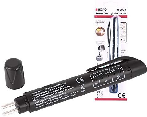 TECPO 300033 Brake Fluid Tester Electronic Brake Fluid Testing Test DOT 3 4 5.1 with 5 LED Indicator for Car Vehicle Break Fluid Tester