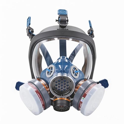 UOPASD Full Face Respirator Mask,Gas Mask Protect Against Harmful Gas,Dust,Chemicals, Safety Mask with Active Carbon Filter