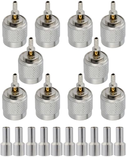 Vecys 10 conectores TNC macho RF de 50 ohmios, conector coaxial TNC para cable coaxial RG174 RG316 RF