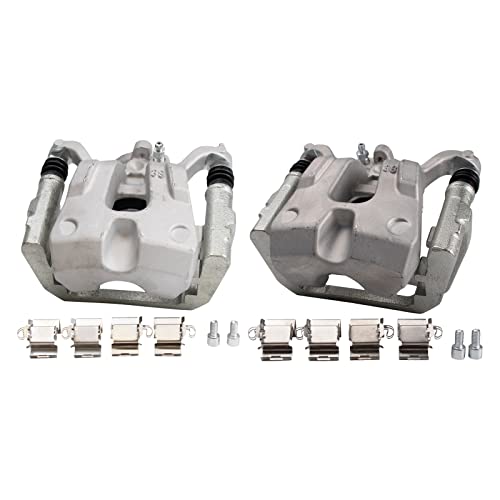 Image of TRQ Rear Brake Caliper Set Zinc Coated Hardware Brackets Compatible with 2015-2017 Chrysler 200 2016-2020 Jeep Cherokee