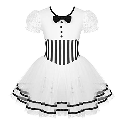 LiiYii Vestido de baile para niña, vestido de baile, disfraz de princesa cosplay marino, de malla, con rayas de manga corta, vestido de boda, Navidad, de 5 a 14 años, color negro de 13 a 14 años