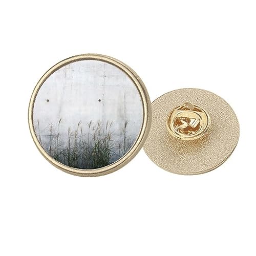 Broche en métal noir blanc motif littérature ronde dorée pour veste