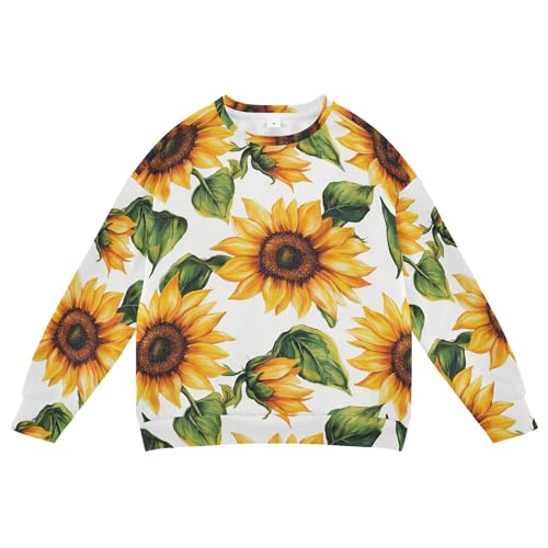 JUNZAN Rustic Sunflower White Kids Girls Hoodie Sweatshirt Crewneck Tops Clothing Shirts Sports 4T