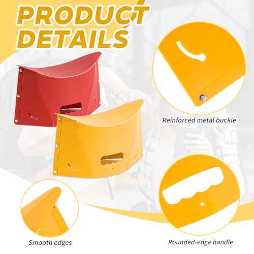 xtemtoamz Toilettenhocker Multifunktionales Klappbarer 2er Set, Tragbar Klohocker, Hocker kann als Aufbewahrungstasche, Ultradünn, Toilettenhocker für Badezimmer, Tragbare Stufe, Rot und Gelb