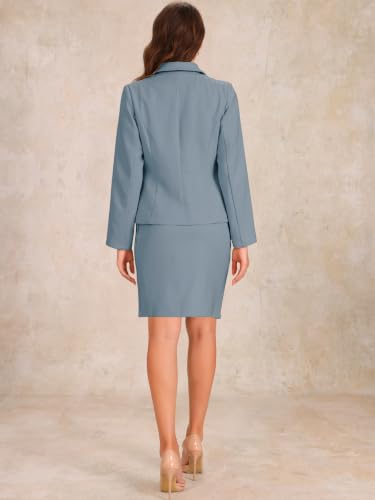 Image of Allegra K Women 2 Piece Skirt Set Suit Business Blazer and Pencil Skirt Office Work Interview Church Outfits