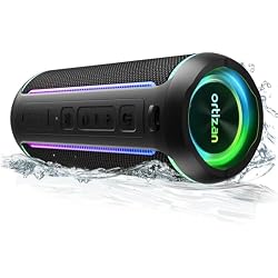Ortizan X30 Portable Bluetooth Speaker (3rd Gen) – 40W Loud Bass for Pool Parties & Outdoor Adventures, IPX7 Waterproof, 30-Hour Battery, Beat-Synced LED Lights, Wireless Stereo Pairing, Black