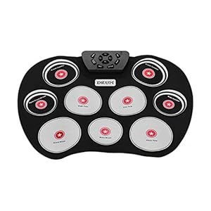 Draagbare elektronische drumset met 9 pads, oprolbare drumkit met drumstokken USB-aangedreven, educatief muzikaal…