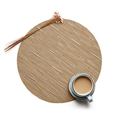 Set de table 12 personnes marron clair et napperon lavable rond - 2