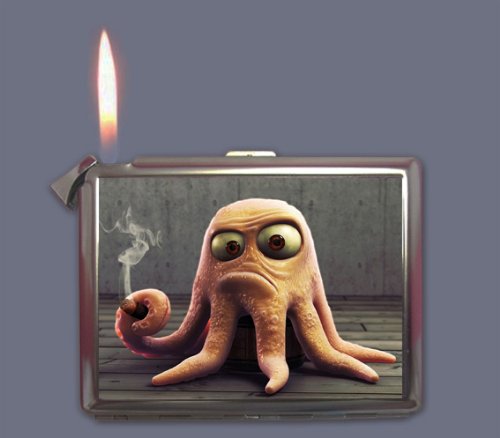 octopus cigarette case Case: Hand-painted Enamel, Nautical Kraken Design Octopus Kraken Steampunk Stash Cigarette