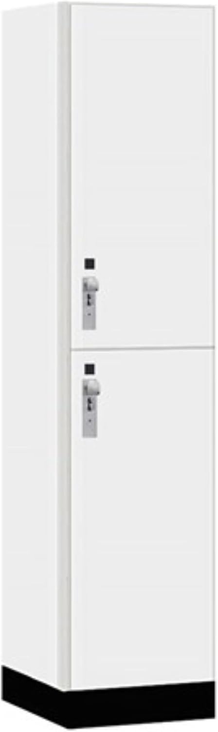 Salsbury 18" Wide Premier Wood Locker-Double Tier-1 Wide-6 Feet High-18 Deep-Arctic White-Silver Hasps