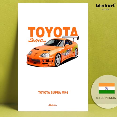 Image of BLINKART Toyota Supra MK4 (Fast & Furious)Car Posters Sticker Gift Items for Boys Room Wall Decor || Comes with Double-Sided Tape|| Decoration Bedroom Living Room Office Studio Decor | 12x18 In (A3) - CAR-300