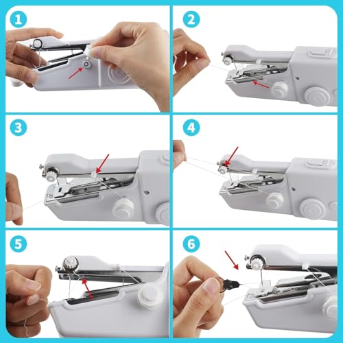 Image of Handheld Sewing Machine, Mini Electric Portable for Travel & DIY | Compact electric handheld for quick clothing & curtain repairs. Ideal starter kit for beginners, home & travel DIY crafts
