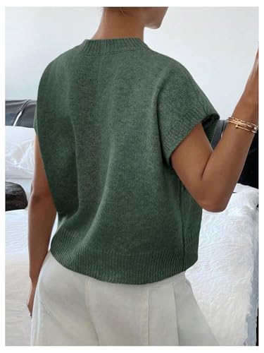 Women's Floral Short Sleeve Sweater Crew Neck Casual Pullover Tops Summer Knitwear2