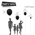 PartyWoo Black Balloons 140 pcs Different Sizes of 18 12 10 5 Inch Black Balloons Arch Kit Garland for Baby Shower Birthday Graduation Casino Gaming Anniversary Retirement Party Decorations Black-Y18 - Image 2