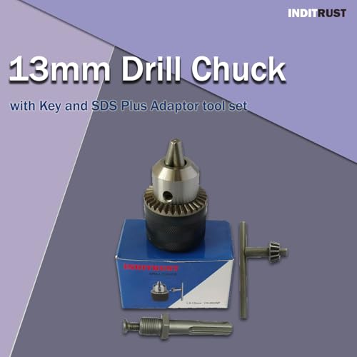 Image of Inditrust 1.5-13mm Capacity Drill Chuck Mount 3 /8-20UNF Quick Change Connect Conversion Chuck with 1 /2 Inch Socket Square Female Adapter (NOT FOR ANGLE GRINDERS)