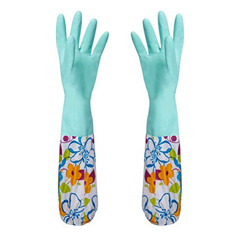 3 Paires Gants de Vaisselle, Gants de Nettoyage de Cuisine Réutilisables, Gants de Ménage Parfumés, Gant en Caoutchouc Imperméables et Antidérapants, pour Le Nettoyage de La Cuisine, La Lessive