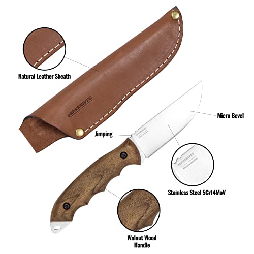 Bps Knives Hk4 Ssh - Fixed-Blade Stainless Steel Knife - Camping Full-Tang Knife With Leather Sheath - Survival Tactical Knife - Handmade Camp Knives - Utility Bushcraft Knife #TOP1