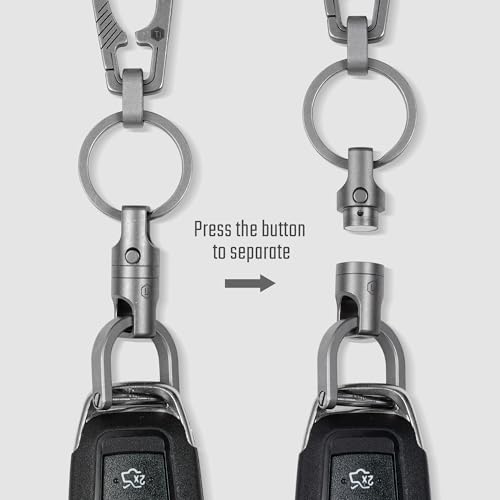 Image of KeyUnity Titanium Magnetic Quick Release Keychain, One-Hand Detachable Connector for Car Keys, USB Drives and EDC, Gear, KA48 Large-2 Pack