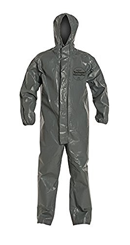 Dupont TP198TGYLG000200 ThermoPro Coverall, Double Storm Flap with Hook and Loop Closure, Taped Seam, Large, Grey (Pack of 2)