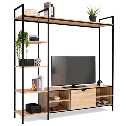 IDMarket - Ensemble Meuble TV 170 cm Detroit avec étagères Design Industriel
