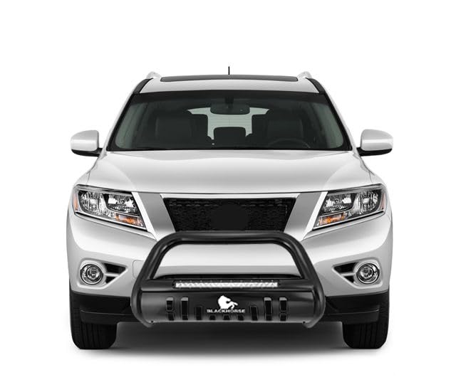 Image of Black Horse Beacon Bull Bar Skid Plate Black Compatible with 2013-2021 Nissan Pathfinder-BE-A1802B