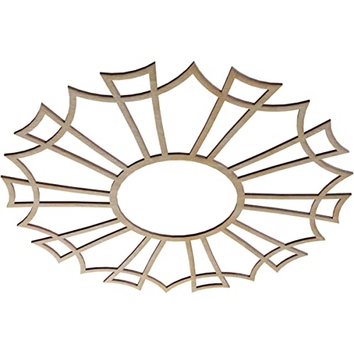 Image of Ekena Millwork 28 inchOD x 9 7 /8 inchID x 3 /8 inchT Augustus Wood Fretwork Pierced Ceiling Medallion, Birch