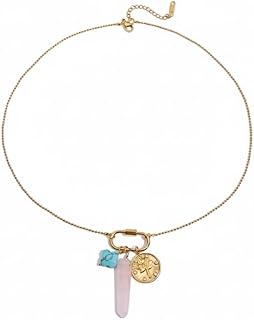 Waterproof Anti Tarnish Hypoallergenic 18K Gold Plated Evil Eye Necklace, Stainless Steel Multi Pendant Turquoise Shell Pearl Enamel Charm Necklace for Women, Beach Resort Jewelry