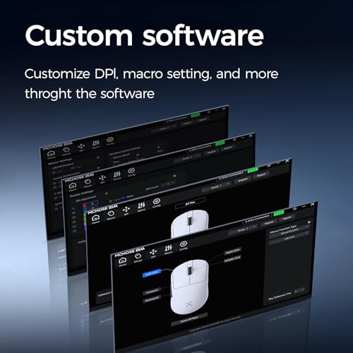 Image of MCHOSE A7 V2 Ultra Lightweight Wireless Gaming Mouse, Tri-Mode Connection, 59 Grams, PAW 3950TI 42K DPI Sensor, 8K Hz Wired /8K Hz Wireless Polling, 120 Hours Battery Life - White