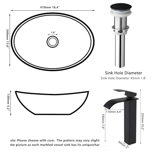 Kukworye K-4592B-8255B 16 Inchx12 Inch Bathroom Vessel Sink Bowl thumb #1