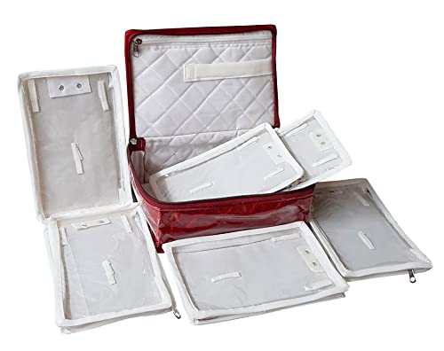 atorakushon Maroon Travel Jewelry Earring Box Organizer Case Bag Storage Box Holder for Rings Necklaces Bracelets Earrings Chains Watches for Women