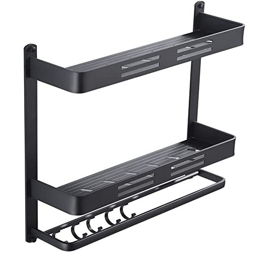 Floating Shelves Shower Caddy Bathroom Shelf Wall Mount Black Aluminum Bathroom Shelf Shower Caddy Bath Rack With Bar
