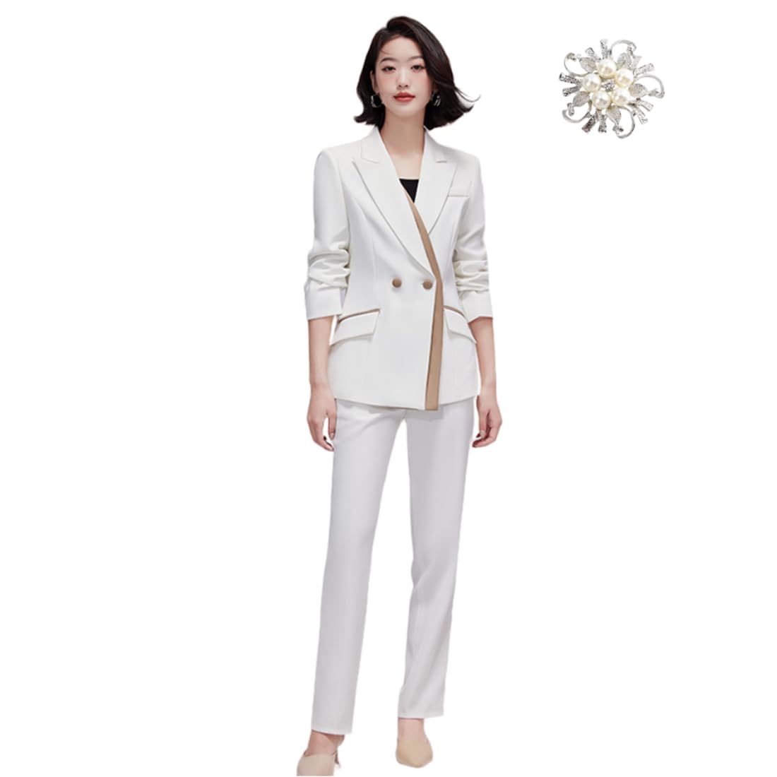 Womens 2 Piece Casual Outfits Blazer Jackets Formal Wedding Work Pants Suit Set Dressy