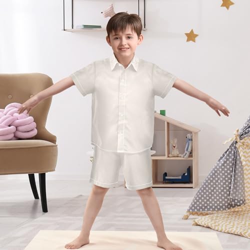 Image of 3T Toddler Boy Shorts Set Teal Hawaiian Button Down Shirts Summer Outfits for Little Boy