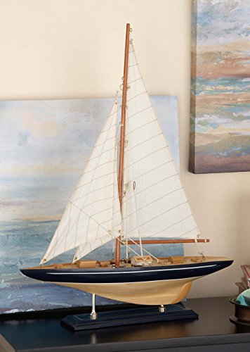 Deco 79 Wood Sail Boat Sculpture With Lifelike Rigging, 17" X 4" X 21", Beige #TOP5