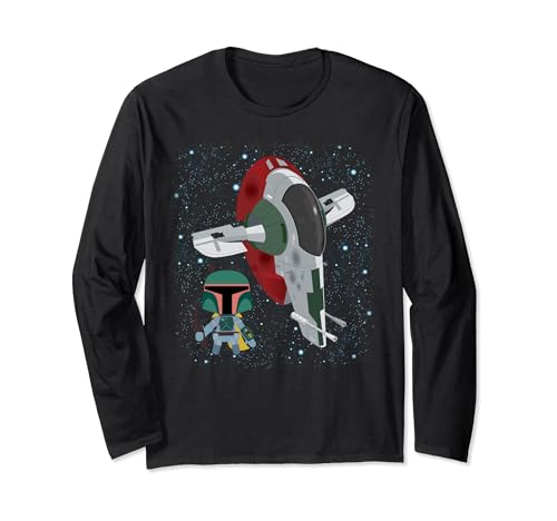 T-shirt Star Wars Boba Fett manches longues anti-irritation en coton souple pour geek