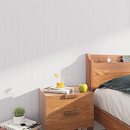 ReWallpaper 44.5cm×7m Papel Pintado Blanco Rayas Papel Pintado Pared Moderno para Salon Vintage Papel Adhesivo Decorativo para Armarios Papel Tapiz Impermeable para Baño Cocina Pared Rollo