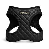 Step in Dog Cat Harness Lightweight Breathable Mesh Soft Padded Pet Vest Vegan Leather Choke Free Escape Proof for Small Medium Dogs (Black, Small)
