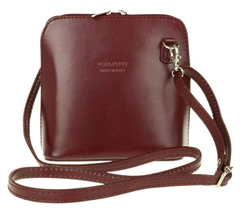 SALE SALE Genuine Italian Leather, Small/Mini Cross Body Bag or Shoulder Bag, Handbag, Vera Pelle (Burgundy)