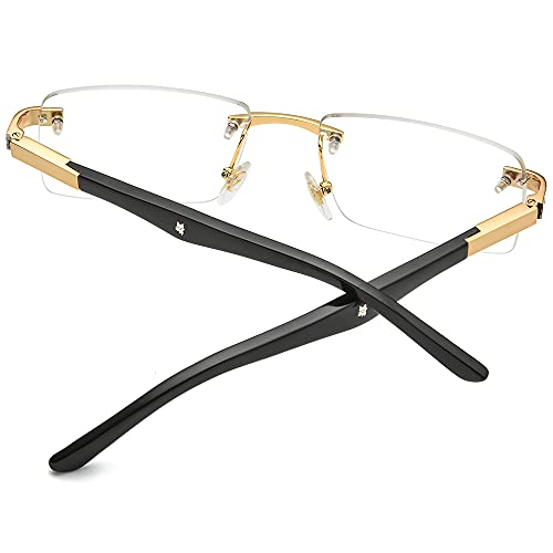 Image of HEPIDEM 100% Really Buffalo Horn Glasses,Square Rimless Luxury Buffs Eyeglasses with Zircon Diamonds