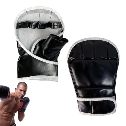 Guantes de kickboxing de medio dedo, guantes de entrenamiento expuestos en , guantes flexibles para fitness, almohadillas de agarre ventiladas con vendas para defensa personal, diseño compacto