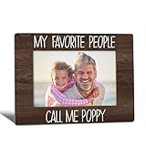 WTOGQ My Favorite People Call Me Poppy Picture Frame, Poppy Grandpa Gifts for Father's Day, Best Grandpa Gifts Photo Frame 4x6, Grandfather Wooden Photo Picture Frames for Desk Tabletop Decor