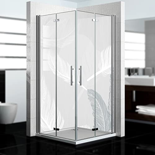 dedeco Paroi de douche d'angle, Motif Art V5 Vernis UV brillant 2x 100 x 200 cm, comme paroi arrière de salle de bain pour remplacer le carrelage, revêtement mural et en aluminium