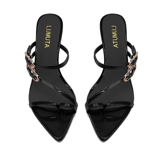 Image of Women's Stiletto Flip Flop Sandals Pointed Toe Open Toe Thin Strap Mules Comfortable Non Slip Soft Soled High Heeled Sandals Wedding Parties Slip On Dress Shoes