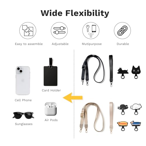 Image of EKAX Anti-Theft Phone Strap, Adjustable Crossbody & Wrist Lanyard, Universal Tether Tab (2-Pack) for Secure Hands