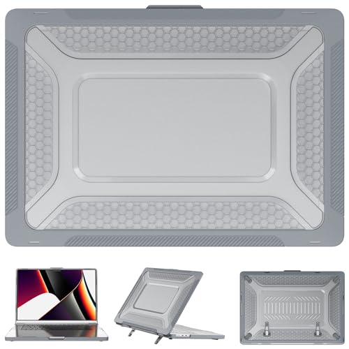 Coque MacBook Pro 16 antichoc grise avec béquille pour modèles M1 M2 M3 M4