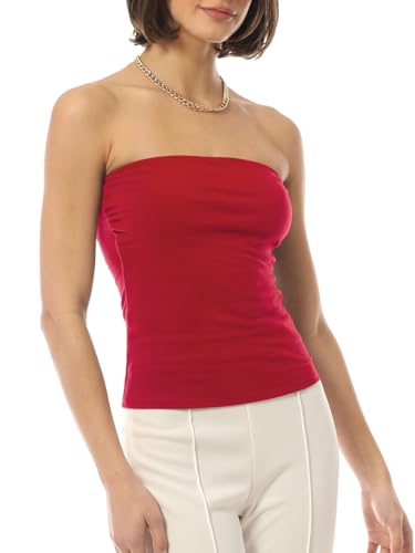 Image of MixMatchy Women's Stretchy Strapless Tube Top Y2K Bandeau Top