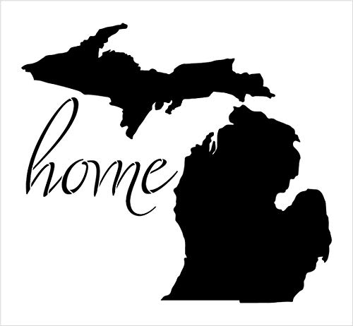 Home - Michigan - State Stencil - By Studior12 | Reusable Mylar Template | Use To Paint Wood Signs - Pallets - Pillows - T-Shirts - Diy Home Decor - Select Size (13" X 13") #TOP3