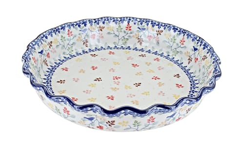 Blue Rose Polish Pottery - Brown Autumn Grove Pie Plate - 10