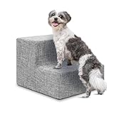 Best Pet Supplies Dog Stairs & Steps - Foam Steps for Small Dogs & Cats, Non-Slip Indoor Balanced Pet Step Support, Dog Ramp, No Assembly, Ash Gray Linen, 2-Step (12-inch Height)